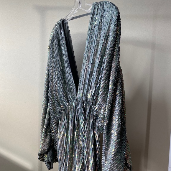 Stunning Batwing ASOS Silver Draped Gown